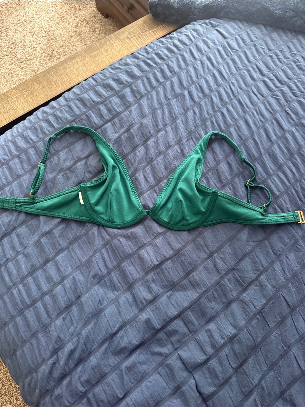 Green Ribbed Bathing Suit Top - Picture 2 of 2
